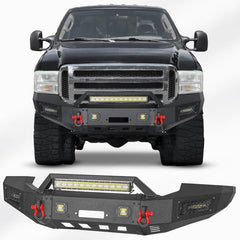 2005-2007 F250 F350 F450 F550 Front Bumper with Aluminum LED Lights and D-Rings-8