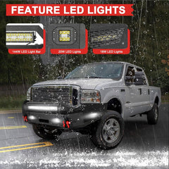 2005-2007 F250 F350 F450 F550 Front Bumper with Aluminum LED Lights and D-Rings -4