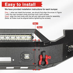 2005-2007 F250 F350 F450 F550 Front Bumper with Aluminum LED Lights and D-Rings -7