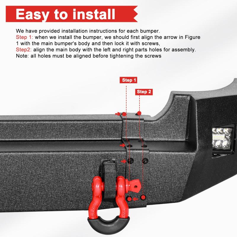 2007-2014 Toyota FJ Cruiser Rear Bumper with LED Lights & 2 4.75T D-Rings-3