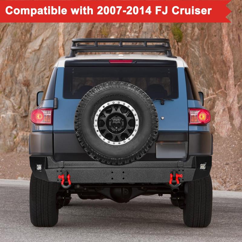 2007-2014 Toyota FJ Cruiser Rear Bumper with LED Lights & 2 4.75T D-Rings-6