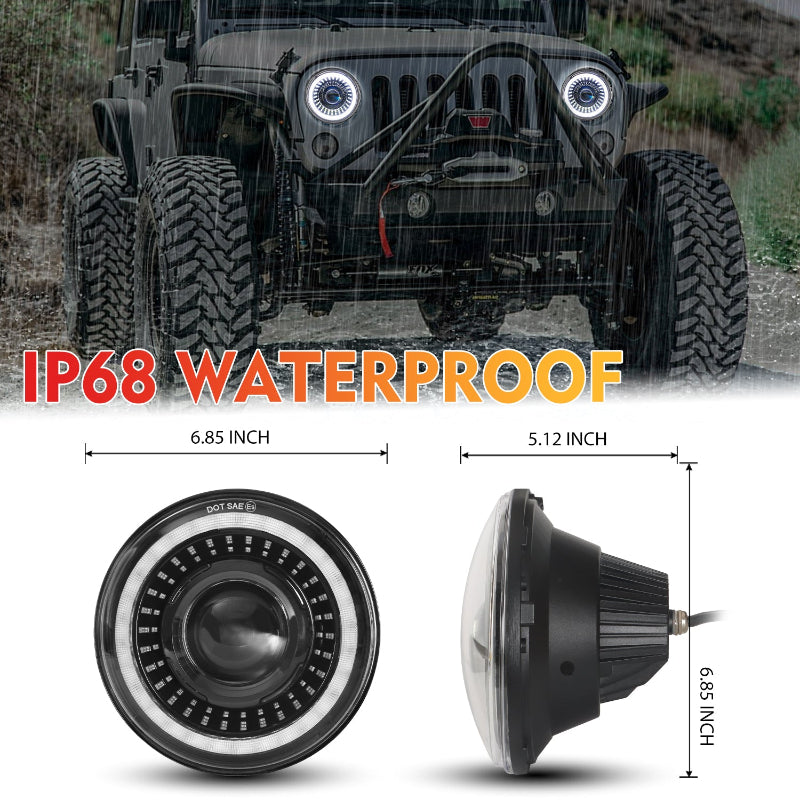 7 Inch LED Headlights for 2007-2017 Wrangler JK 2 door4 door-6