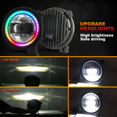 9 Inch RGB Headlights for 2018- 2021 Wrangler JL2019-2021 Gladiator JT-4