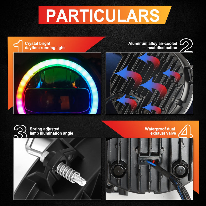 9 Inch RGB Headlights for 2018- 2021 Wrangler JL2019-2021 Gladiator JT-5