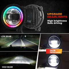 9 Inch RGB Headlights for 2018- 2021 Wrangler JL2019-2021 Gladiator JT-6