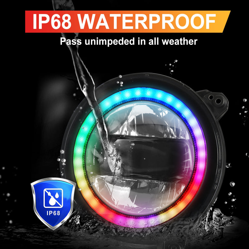 9 Inch RGB Headlights for 2018- 2021 Wrangler JL2019-2021 Gladiator JT-7