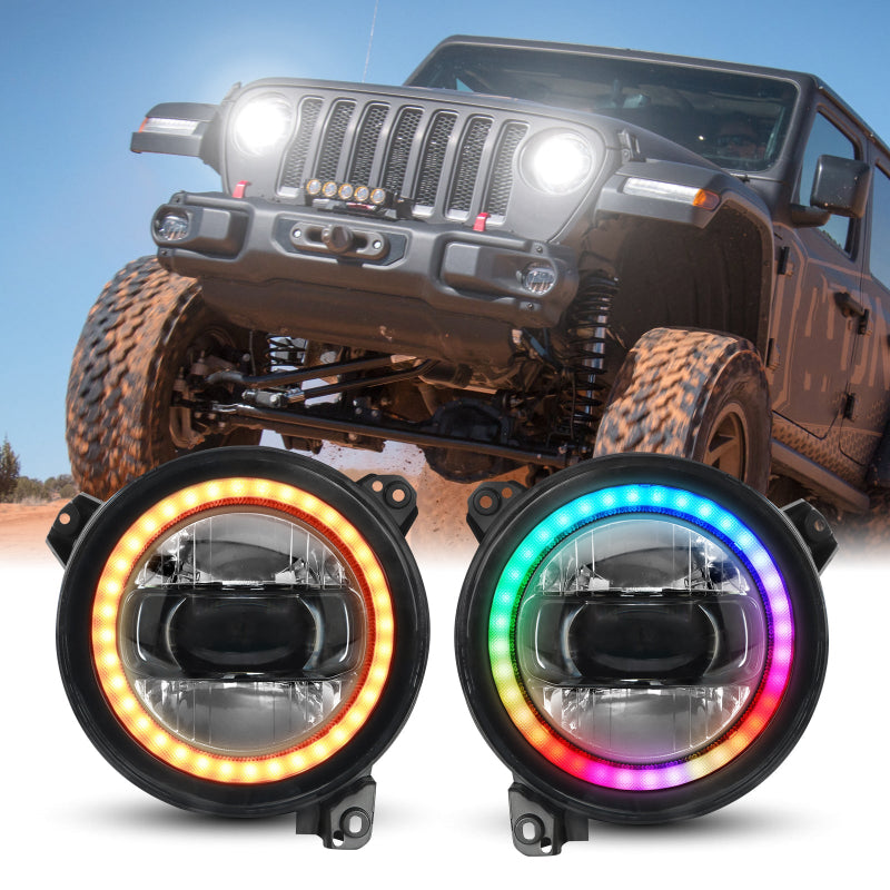 9 Inch RGB Headlights for 2018- 2021 Wrangler JL2019-2021 Gladiator JT-1