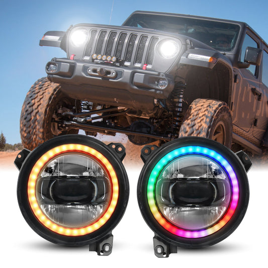 9 Inch RGB Headlights for 2018- 2021 Wrangler JL2019-2021 Gladiator JT-1