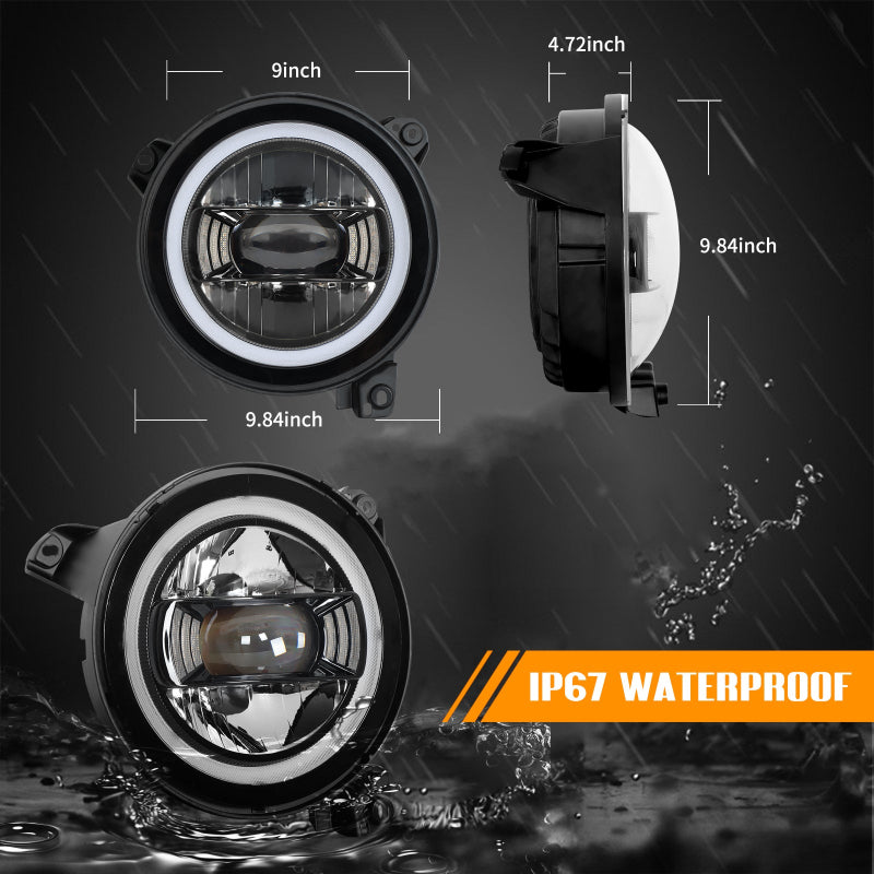 9 Inch RGB Headlights for 2019-2021 Gladiator JT2018- 2021 Wrangler JL-2