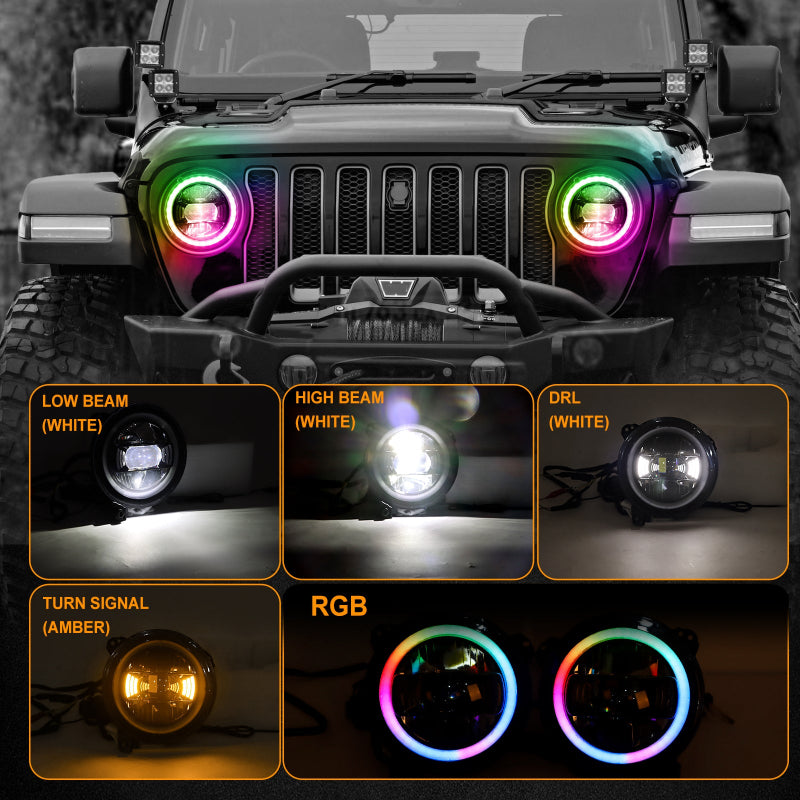 9 Inch RGB Headlights for 2019-2021 Gladiator JT2018- 2021 Wrangler JL-3