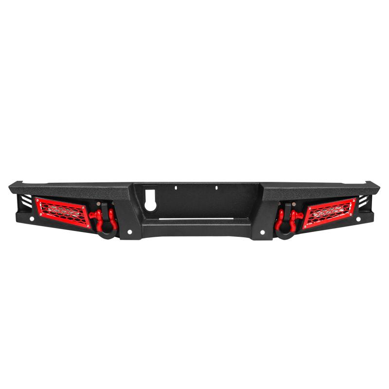 AAIWA Rear Bumper Suitable for 2020-2023 Jeep Gladiator JT with Sensor Hole & 2 D-Rings & 2 LED Lights-2