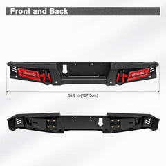 AAIWA Rear Bumper Suitable for 2020-2023 Jeep Gladiator JT with Sensor Hole & 2 D-Rings & 2 LED Lights-3