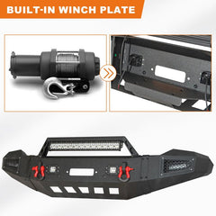 AAIWA Steel Front Bumper for F250(2011-2016) with LED Light Bar & D-rings & Winch Plate-6