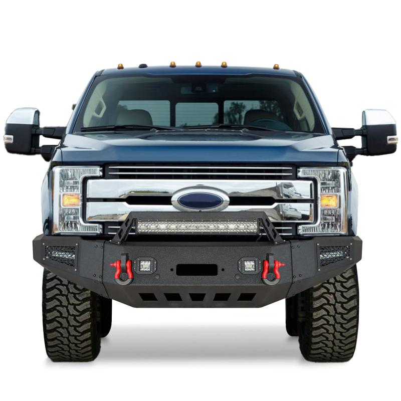 AAIWA Steel Front Bumper for F250(2011-2016) with LED Light Bar & D-rings & Winch Plate-7