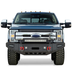 AAIWA Steel Front Bumper for F250(2011-2016) with LED Light Bar & D-rings & Winch Plate-7