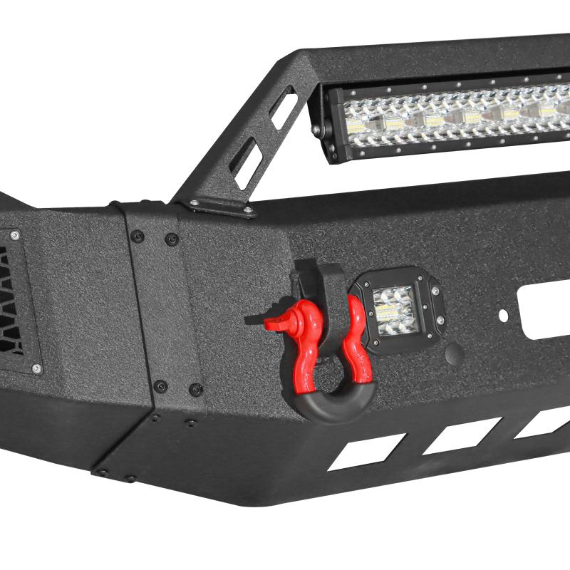 AAIWA Steel Front Bumper for F250(2011-2016) with LED Light Bar & D-rings & Winch Plate-8