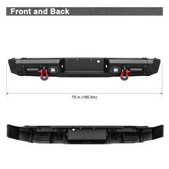 Black Rear Bumper with 4 LED lights & D-Rings fits 2010-2014 FORD F-150 SVT Raptor-2