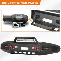 Compatible with 1997-2004 F150 Front Bumper with Winch Plate and Aluminum LED Lights-3