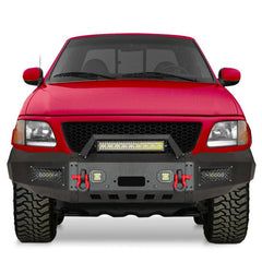 Compatible with 1997-2004 F150 Front Bumper with Winch Plate and Aluminum LED Lights-7