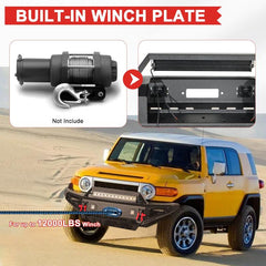 Compatible with 2007-2014 Gen FJ Cruiser Front Bumper with D-ring and LED Lights and Winch Plate-5
