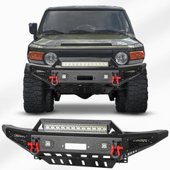 Compatible with 2007-2014 Gen FJ Cruiser Front Bumper with D-ring and LED Lights and Winch Plate-6
