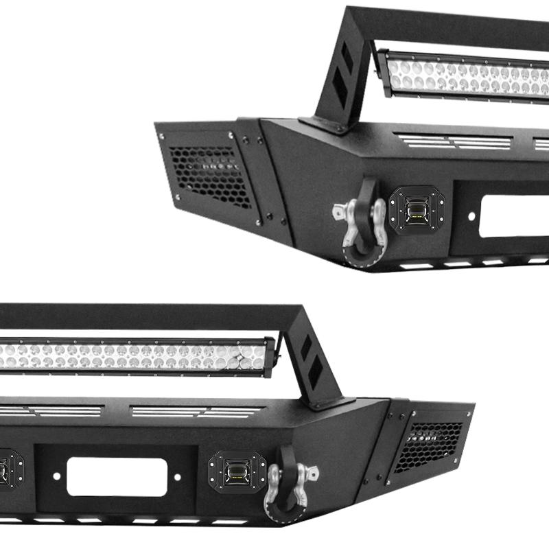 Compatible with 2009-2014 F150 Front Bumper with Winch Plate and LED Lights-2