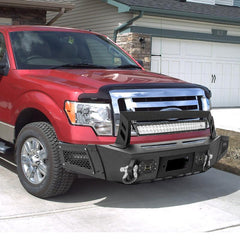 Compatible with 2009-2014 F150 Front Bumper with Winch Plate and LED Lights-4