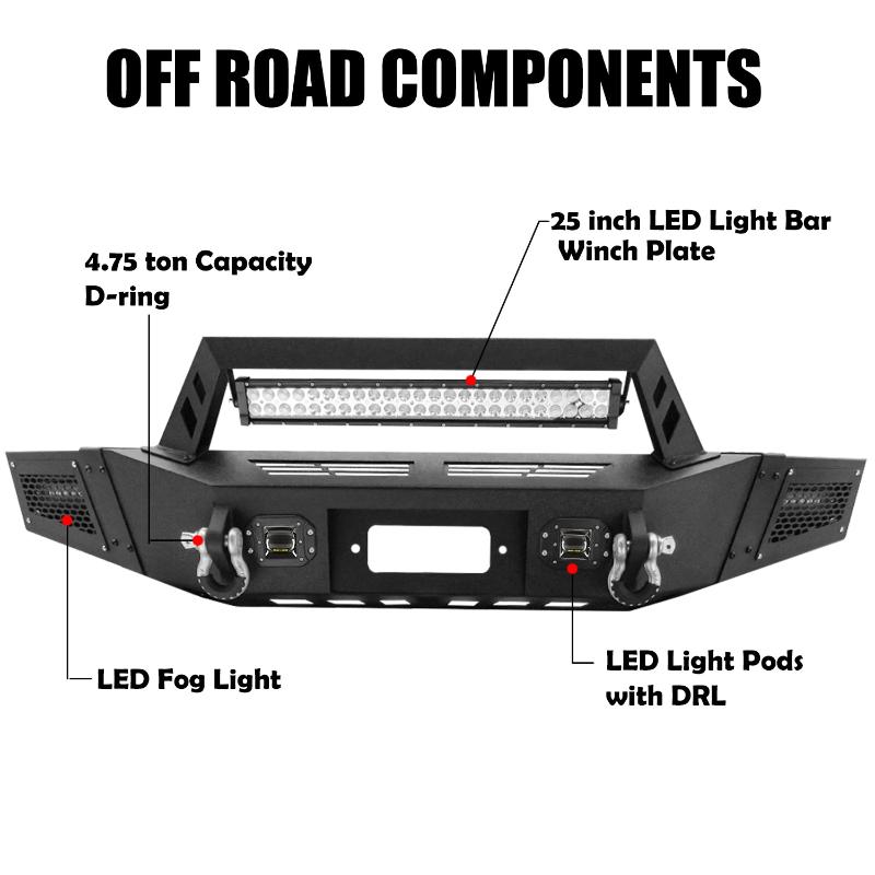 Compatible with 2009-2014 F150 Front Bumper with Winch Plate and LED Lights-6