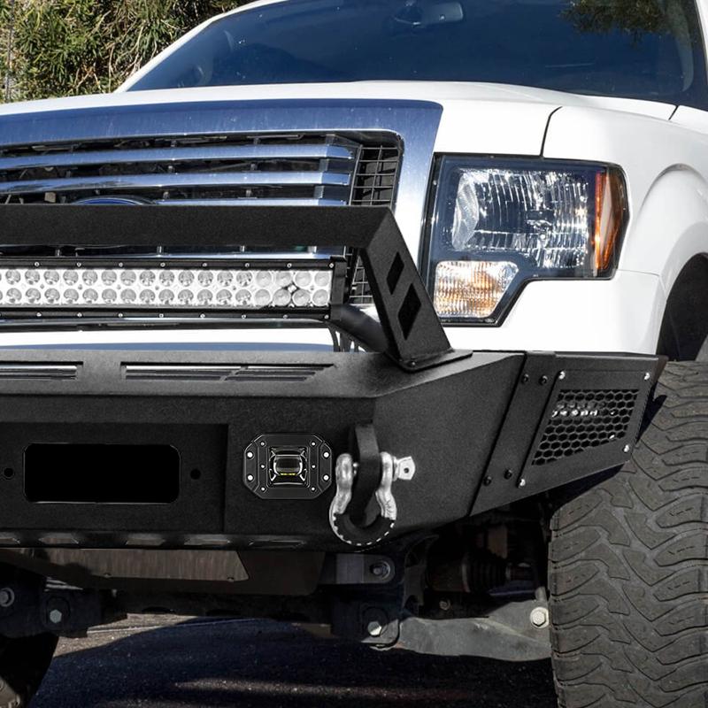 Compatible with 2009-2014 F150 Front Bumper with Winch Plate and LED Lights-7