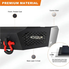 Heavy-duty Steel Rear Bumper for 1997-2004 Ford F150 with D-Rings & LED Lights