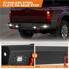Heavy-duty Steel Rear Bumper for 1997-2004 Ford F150 with D-Rings & LED Lights