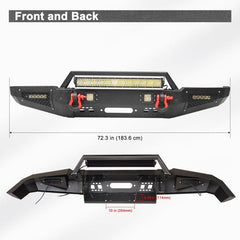 Fits for 1999-2004 Land Rover Discovery2 Steel Front Bumper with LED Lights & D-Rings & Sensor Holes-2