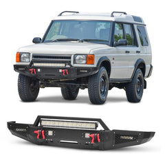 Fits for 1999-2004 Land Rover Discovery2 Steel Front Bumper with LED Lights & D-Rings & Sensor Holes-4