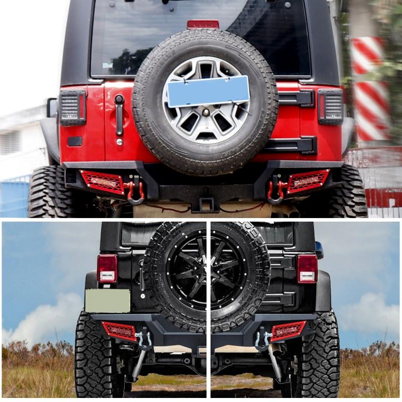 For 2007-2018 Jeep Wrangler JK JKU Steel Rear Bumper with LED Lights & D-Rings-8