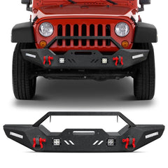 For 2007-2023 Jeep Wrangler JK/JL& Gladiator JT Steel Front Bumper with LED Lights&D-Rings-1