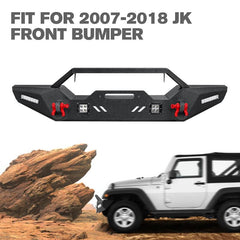 For 2007-2023 Jeep Wrangler JK/JL& Gladiator JT Steel Front Bumper with LED Lights&D-Rings-4