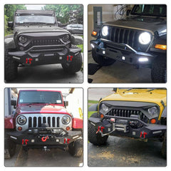 For 2007-2023 Jeep Wrangler JK/JL& Gladiator JT Steel Front Bumper with LED Lights&D-Rings-7