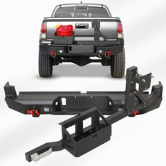 For 2016-2023 Tacoma Black Powder Coated Steel Rear Bumper With Spare Tire Carrier & D-Rings-3