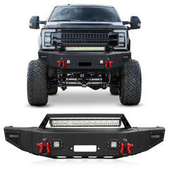 For 2017-2022 F250/F350/F450 Super Duty Front Bumper With Winch Plate & LED Spotlights-1