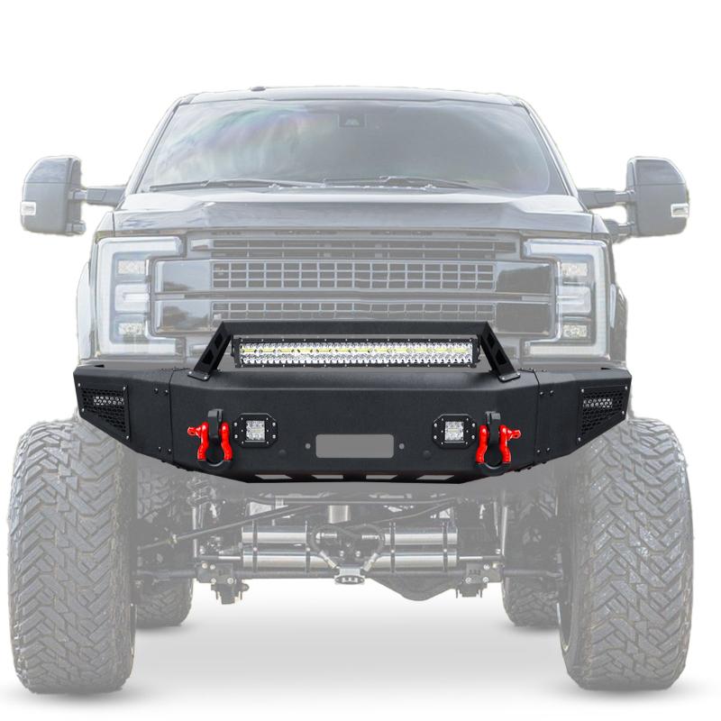For 2017-2022 F250/F350/F450 Super Duty Front Bumper With Winch Plate & LED Spotlights-2