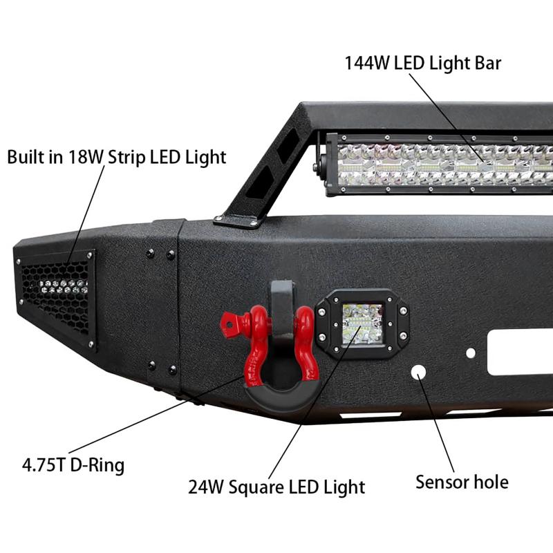 For 2017-2022 F250/F350/F450 Super Duty Front Bumper With Winch Plate & LED Spotlights-9
