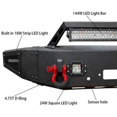 For 2017-2022 F250/F350/F450 Super Duty Front Bumper With Winch Plate & LED Spotlights-9