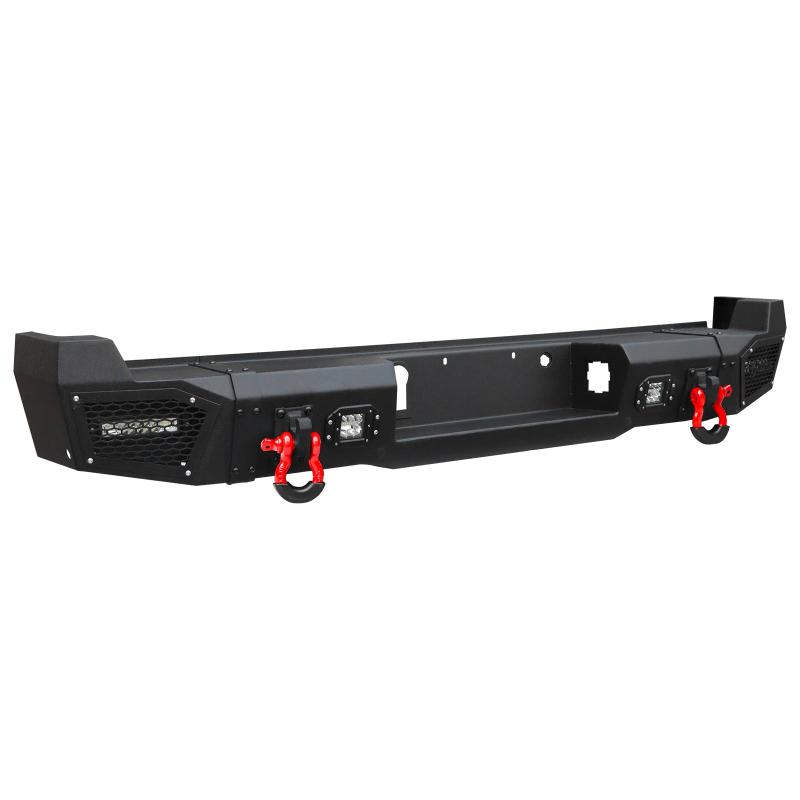 For 2017-2022 F250/F350/F450 Super Duty Steel Rear Bumper With LED Lights&D-Rings-8