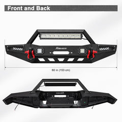 Front Bumper for 1983-2001 Jeep Cherokee XJ with D-Rings & Winch Plate & LED Lights-2