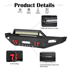 Front Bumper for 1989-1995 Toyota Pickup with D-Rings & Winch Plate & LED Lights-2