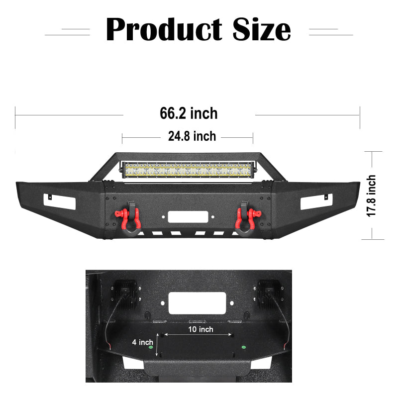 Front Bumper for 1989-1995 Toyota Pickup with D-Rings & Winch Plate & LED Lights-3