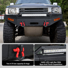 Front Bumper for 1989-1995 Toyota Pickup with D-Rings & Winch Plate & LED Lights-4