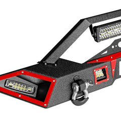 Front Bumper for 2007-2023 Wrangler JKJL&2020-2021-2023 Gladiator JT with Winch Plate & LED Lights & D-Rings-5