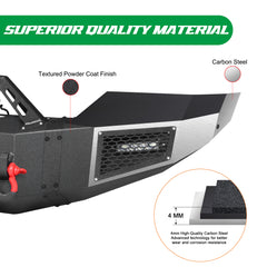 Heavy-duty Steel Front Bumper for 2015-2019 GMC Sierra 2500/3500 with LED Lights & D-Rings & Sensor Holes
