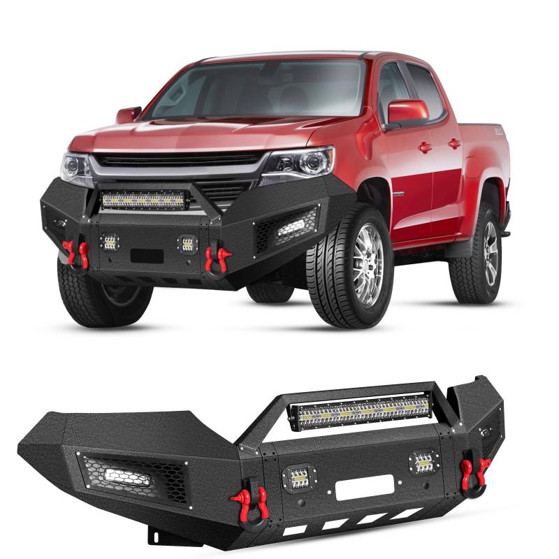 Front Bumper for 2015-2022 Chevy Colorado with Winch Plate & Sensor Holes & LED Lights-2